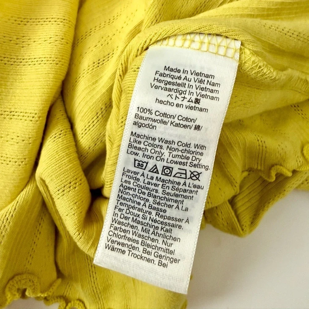 J.Crew Pointelle Cotton Knit Short Sleeve Cardigan Yellow Small